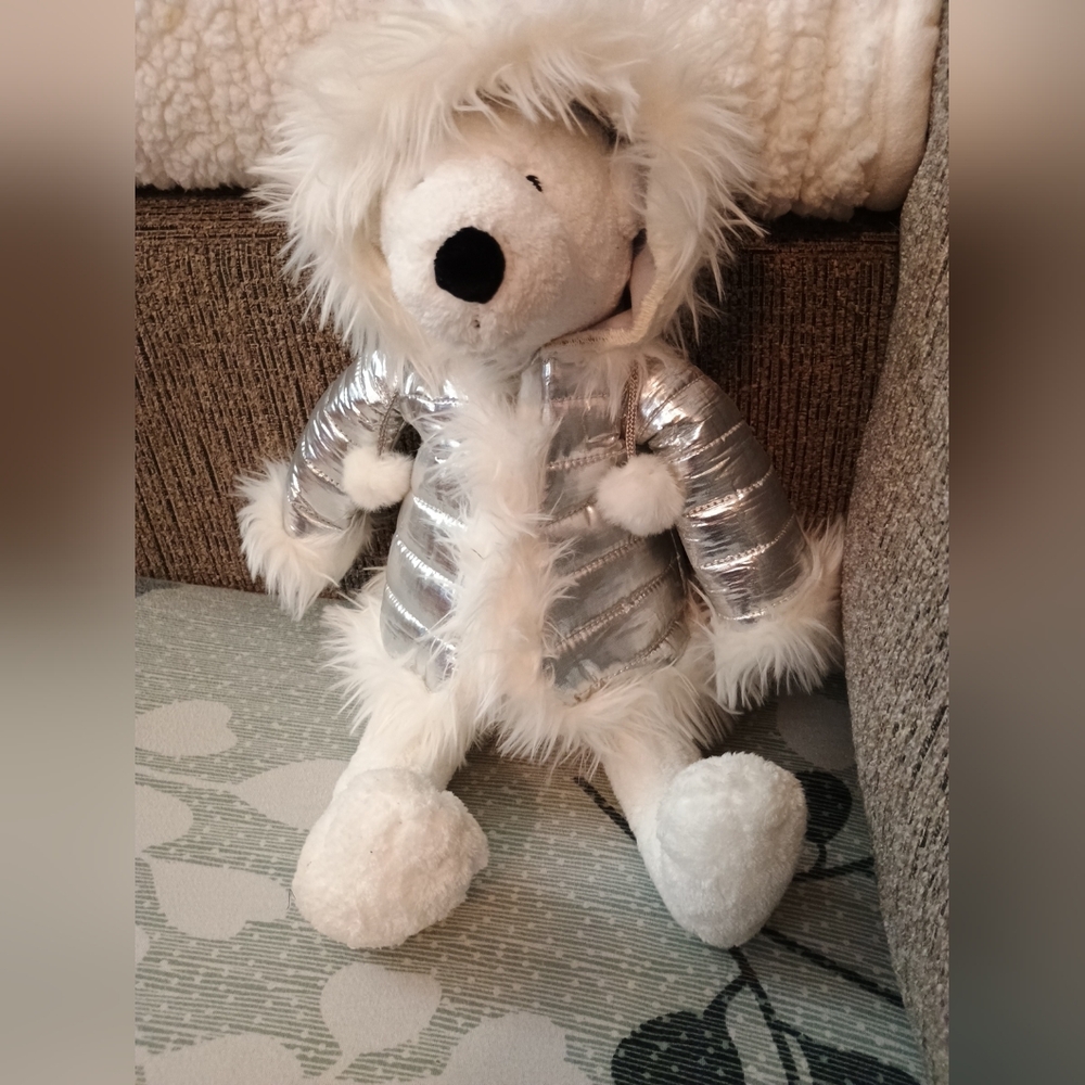 Bath & Body Works Igloo The Polar Bear Plush 16” White W Silver Coat